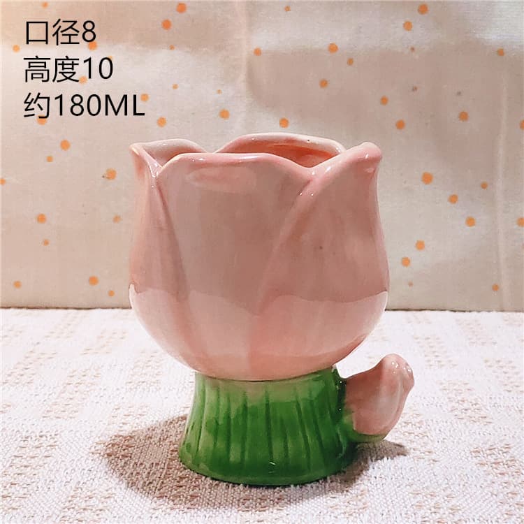 Tulip Flower Cup Gift Ceramic Aromatherapy Candle Container Cute Girly Dessert Bowl Decoration White Porcelain