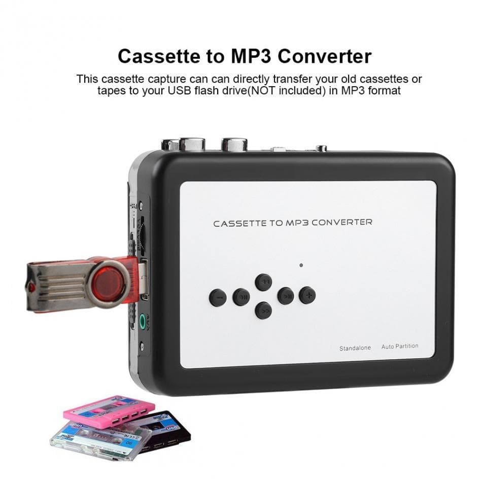 High-Fidelity Stereo Cassette Player USB Tape Converter, Tape to MP3, Tape to USB Drive