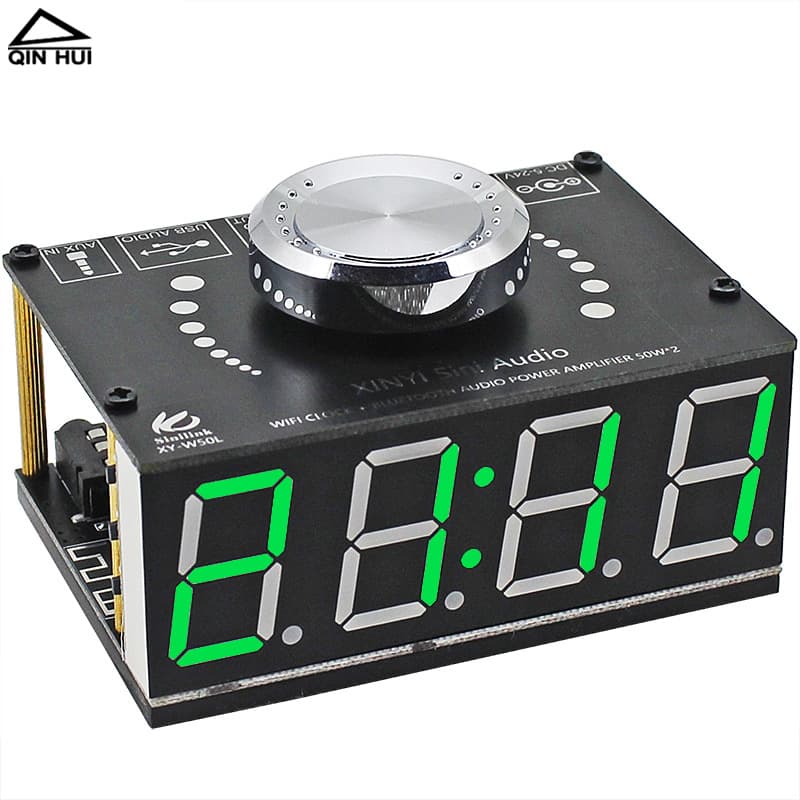 HiFi Grade 5.0 Bluetooth Stereo Amplifier Board with WiFi Time Synchronization Clock Module 2*50W High Power Electronic Clock
