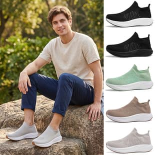 Cross-Border New Mesh Shoes for Couples, Sock Shoes, Breathable Lightweight Men's Slip-On Casual Sports Shoes