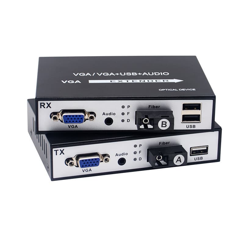 Uncompressed 4K HD 1080P VGA Fiber Optic Transceiver Fiber Optic Extender Transmitter with USB Supports KVM