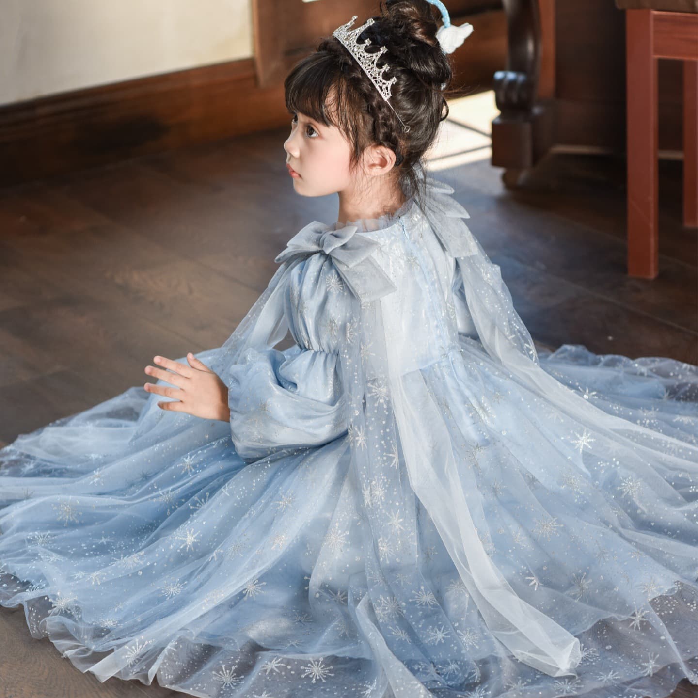 Princess dress for girls Frozen Elsa dress autumn new arrival girls long-sleeved western style dress gauze dress