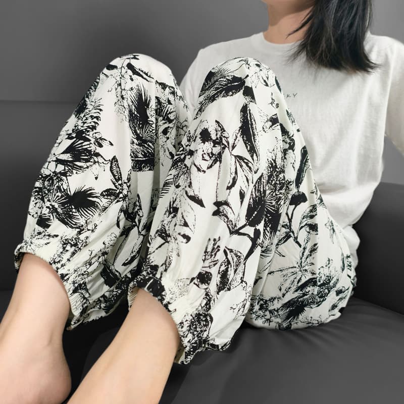 Summer Cotton Silk Jogger Sleep Pants Beach Casual Harem Pants Loose Home Wear Plus Size Artificial Cotton Jogger Pants