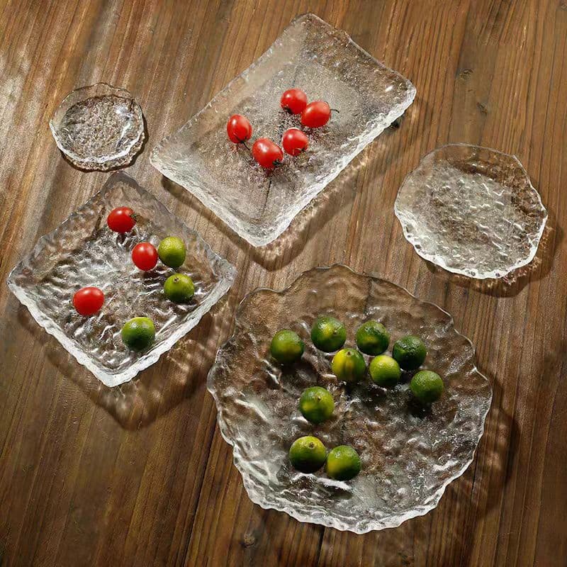 Nordic ins glass plate fruit plate home fruit plate dish creative children's plate dinner plate dessert plate tableware