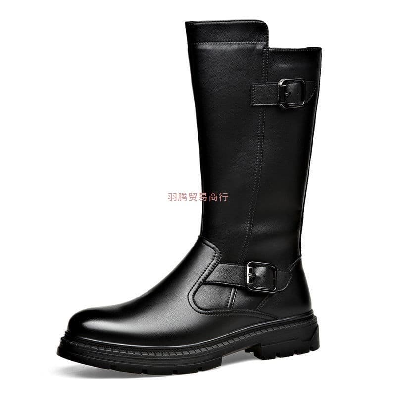 Men's Riding Boots High-Top Genuine Leather Cowhide Equestrian Boots Knight Leather Boots Men's Winter Long Boots Tall Cowboy Boots Trendy