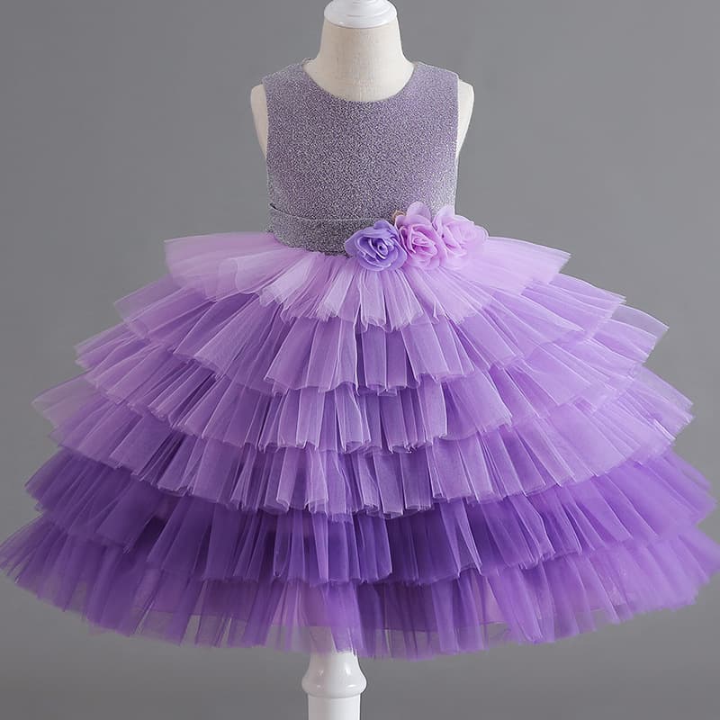 Best-selling European and American children's formal dress, gradient tulle princess cake skirt, girl's birthday party dress, kid dress