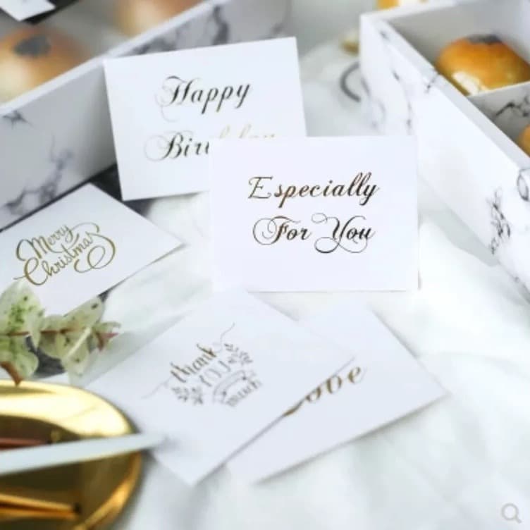 Exquisite Foil Small Greeting Cards Thank You Message Cards Baking Fresh Flower Shop Cute Matching