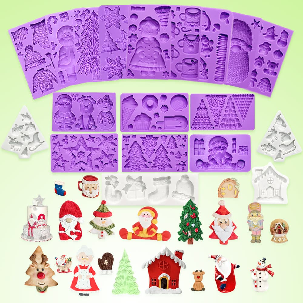 Santa Boots Silicone Mold House Reindeer Fondant Chocolate Mold DIY Christmas Cookie Baking Mold