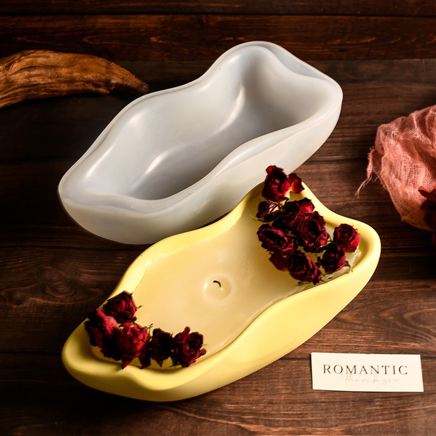 New DIY Candle Mold Flower Shape Candle Plate Silicone Mold Aromatherapy Candle Storage Box Decoration