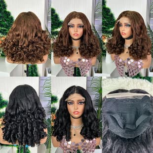 5x5 Yaki Bouncy Wig Human Hair Front Lace Long Curly Human Hair Wig