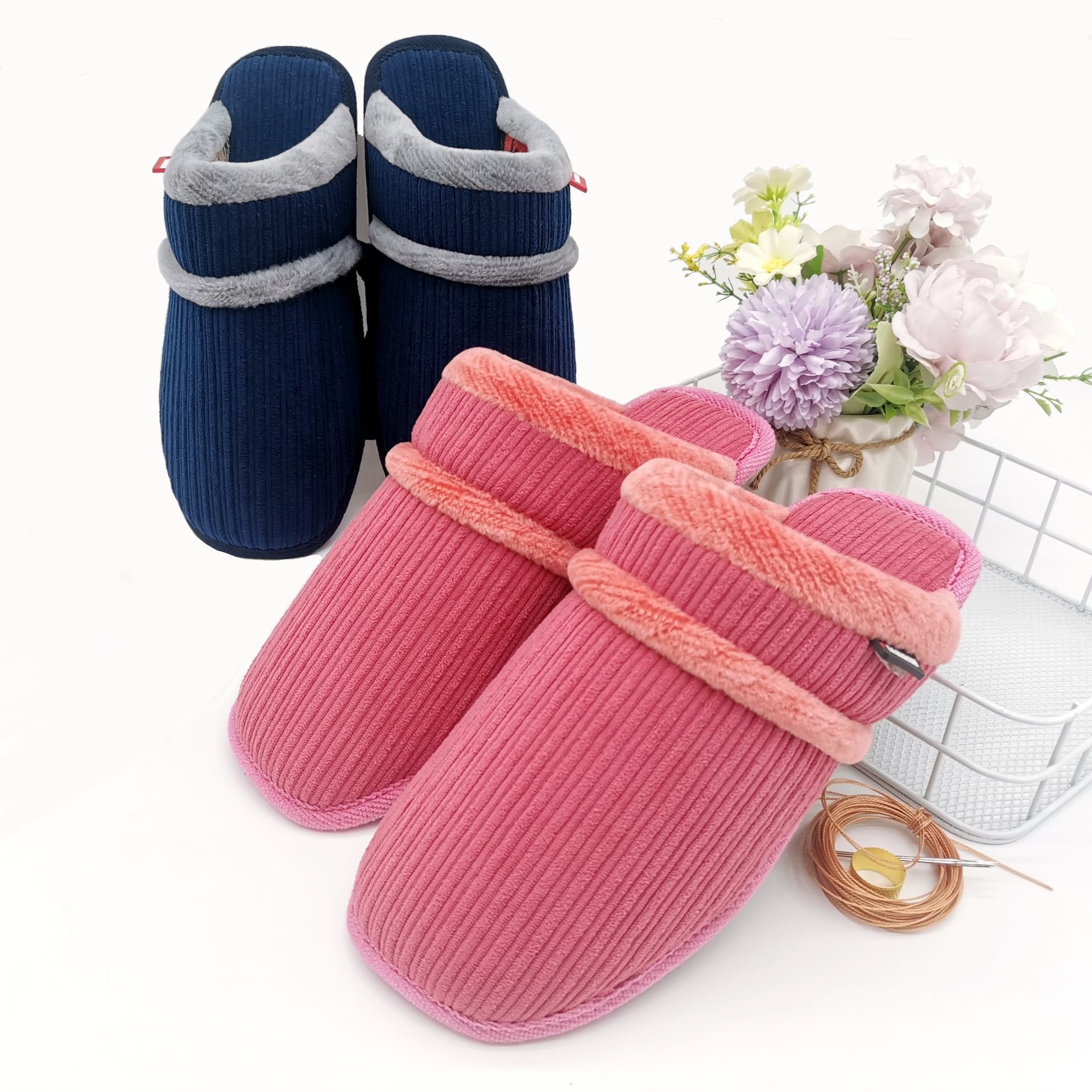 Semi-finished Cotton Slippers Handmade Winter Slippers Home Hand-knitted Cotton Slippers Wedding Couple Warm Shoes Upper