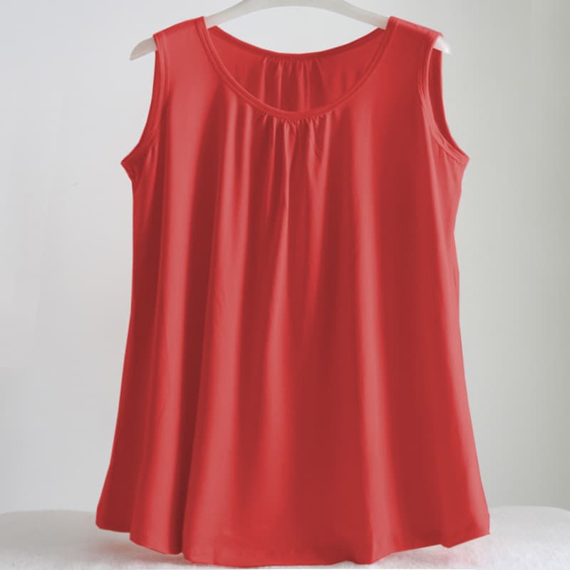 Plus Size Women's Vest Inner Layering Camisole Loose Round Neck Summer Top for Middle-aged Plus Size Ladies Sleeveless Undershirt
