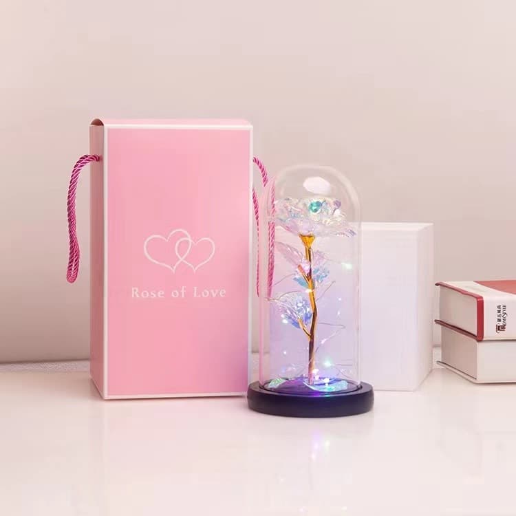 Glass Lamp Shade Eternal Flower Rose Christmas Thanksgiving Gold Foil Flower Valentine's Day Gift Box Qixi Festival Cross-border