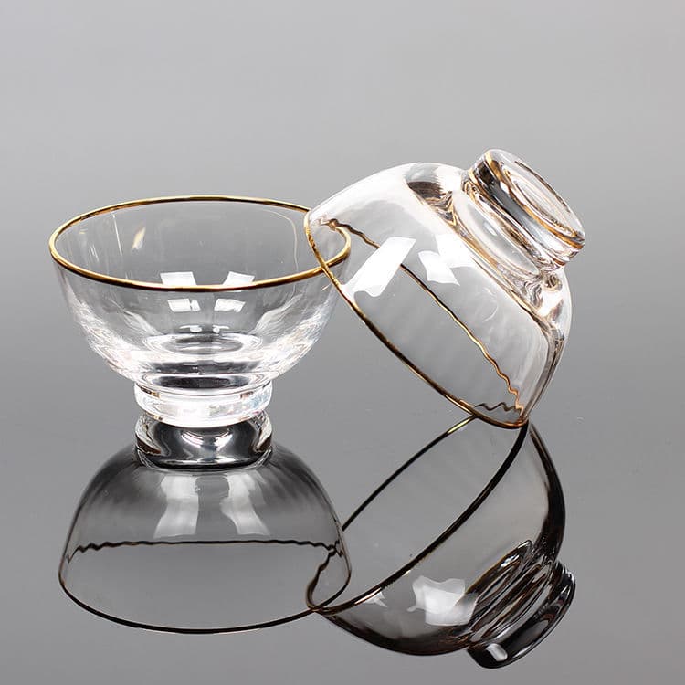 High-Transparency Glass Snifter - Gold-Rimmed Single Master Cup, Heat-Resistant Tea Tasting Cup, Japanese Style High Borosilicate Glass Tea Cup