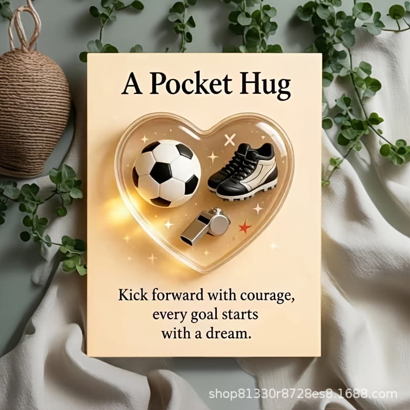 Cross-border hot football pocket hug greeting card 2D heart-shaped football suit statue comes with encouragement greeting card
