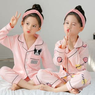 Korean Style Kids Pajamas Spring Autumn Cotton Long Sleeve Set Summer Thin Girl Princess Cardigan Sleepwear