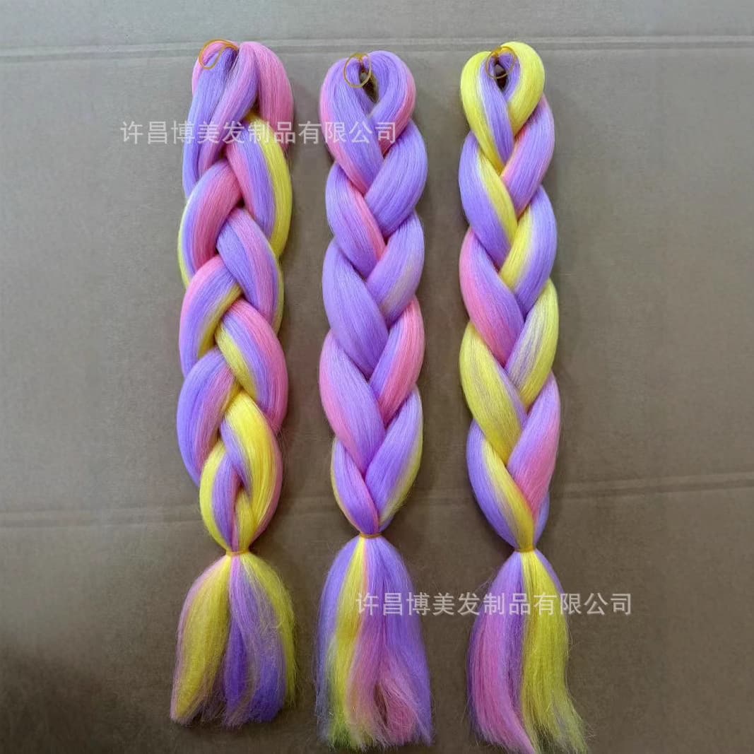 In Stock African Dreadlocks Wig for Women, Color Gradient Synthetic Fiber Large Braids, Twisted Braids, High-Temperature Silk Multi-Color Large Braids, Hot Sale