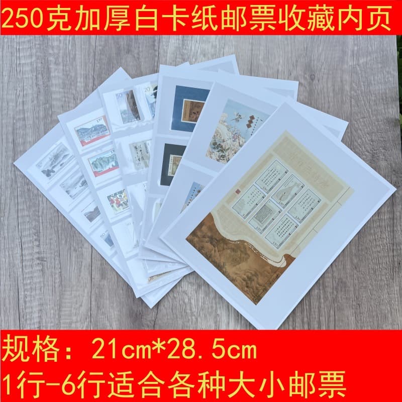 250g white cardstock A4 thickened loose-leaf banknote, stamp, and philatelic collection double-protection album, inner pages 1-6 lines