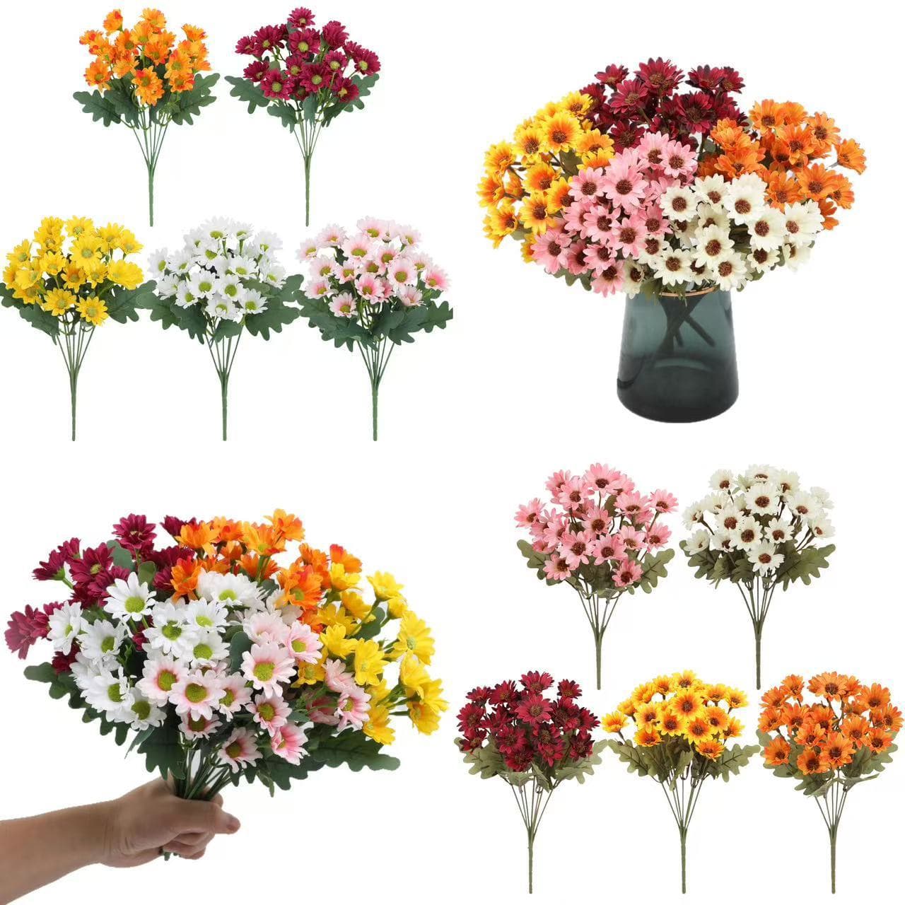Cross-Border Artificial Flowers, Daisies, Silk Flowers, Home Flower Arrangements, Wedding Floral Decorations, Artificial Green Plants Wholesale