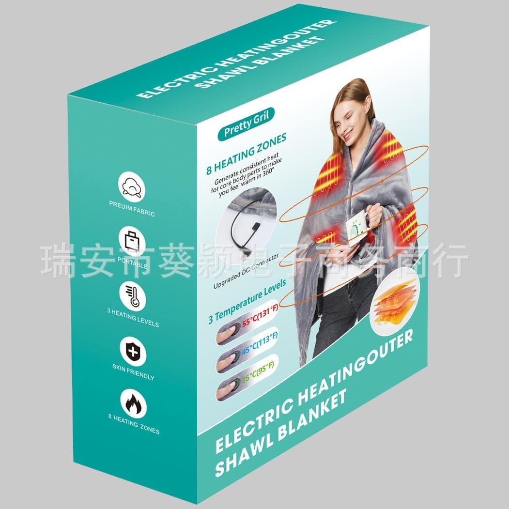 Heating Warming Shawl Electric Outer Blanket Coral Fleece Body Cover Cold Protection Cloak Winter USB Charging 150