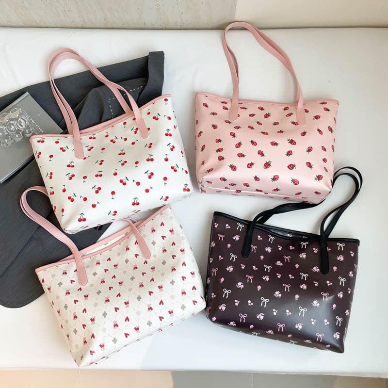 Unique Design Cute and Aesthetic Printed Shoulder Bag 2025 New Large Capacity Versatile Ins Handheld Tote Bag