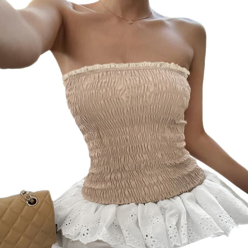 2026 New Collection Tube Top Set Elastic Tight Sexy Floral Vacation Style Pullover Tube Top Vest for Women