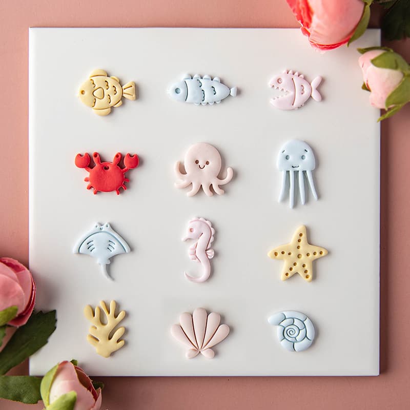 Ocean Series Polymer Clay Earring Molds, Cartoon Underwater World Clay Shape Pendant Ornament Cutting Mold Hand Tool