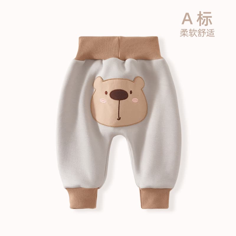 Infant Clothing Fleece-Lined and Thickened Belly Protection Big PP Pants Winter Outfits for Boys and Girls, Children's Long Pants for Outdoor Use