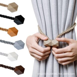 Cross-border Source Curtain Tieback Magnetic Buckle Three-sided Rope Cube Simple Curtain No-drill Installation