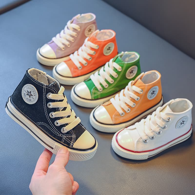 Children's High-Top and Low-Top Canvas Shoes 2026 Summer, Korean Style Soft Sole Baby Shoes for Boys and Girls