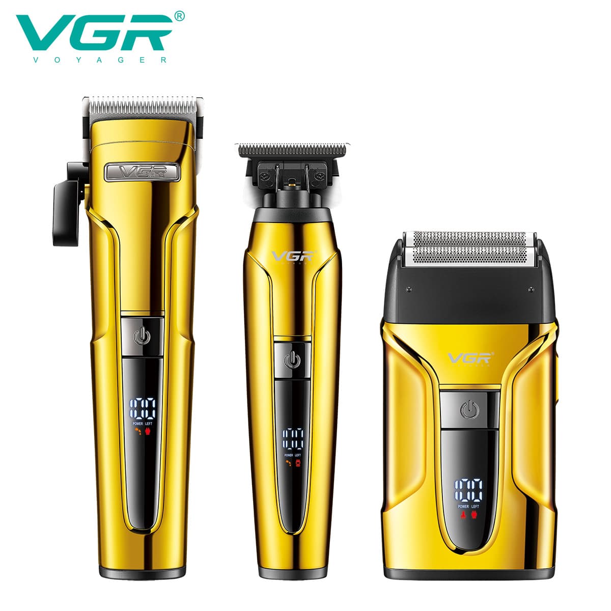 VGR694 Hair Clippers Set Digital Display Electric Carving Hair Salon Professional Haircut Trimmer Non-Waterproof Stainless Steel Blade