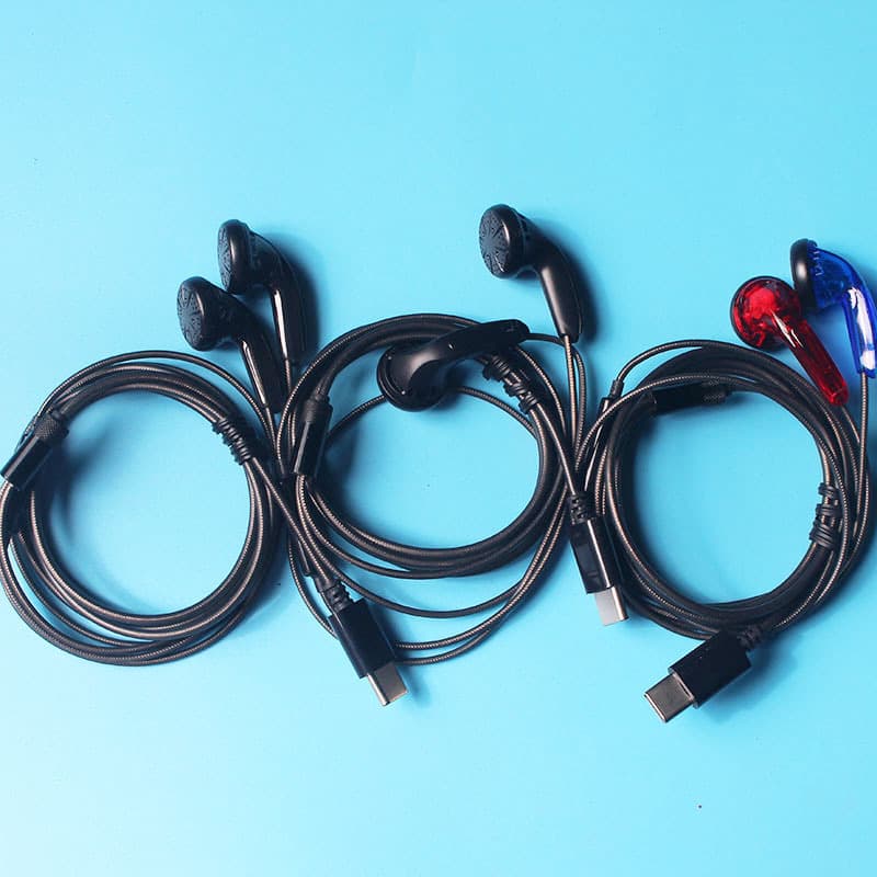 Flat Head Type-C Earphone MX500 with Mic HiFi Unit Heavy Bass Wired Earphone