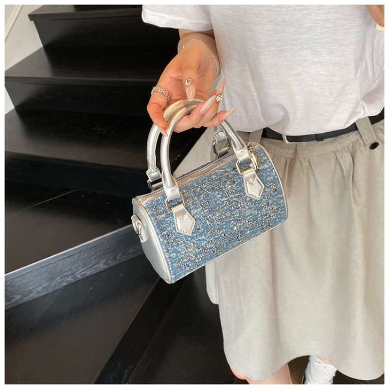 Cross-Border Trendy Women's Bag New European and American Fashion Sequin Letter Handbag Niche Mini Boston Bag Crossbody Bag