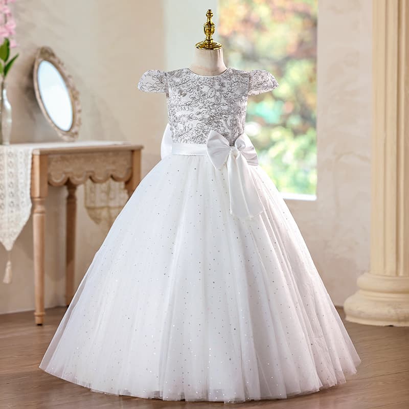 Girls Dress 2025 New Birthday Flower Girl Wedding Little Girl Tutu Skirt Piano Playing Princess Skirt Cross-Border
