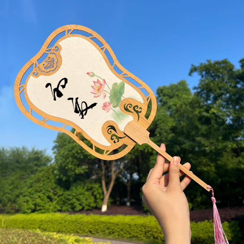 2024 New Style Lacquered Chinese Hollow-Out Ancient-style Banana Leaf Round Fan, Outdoor Hand-painted Xuan Paper Fan Surface for Calligraphy and Painting
