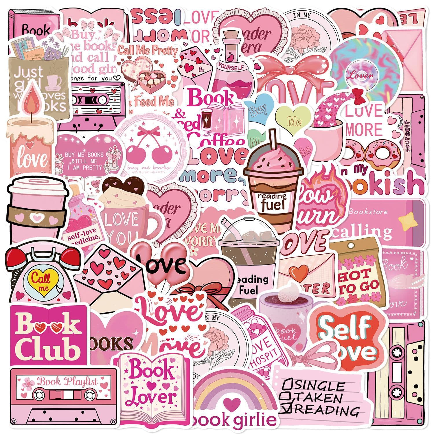 50 Pcs Lover Theme Graffiti Stickers for Phone Case, Water Cup, Notebook Decoration, PVC Waterproof Stickers, Cross-Border Hot Sale