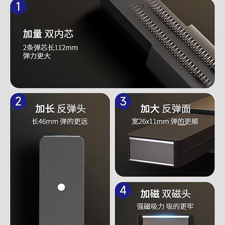 Heavy-Duty Push-to-Open Spring Mechanism for Cabinet Doors, Wardrobe Doors, Hidden Doors, Magnetic Self-Closing, Handle-Free