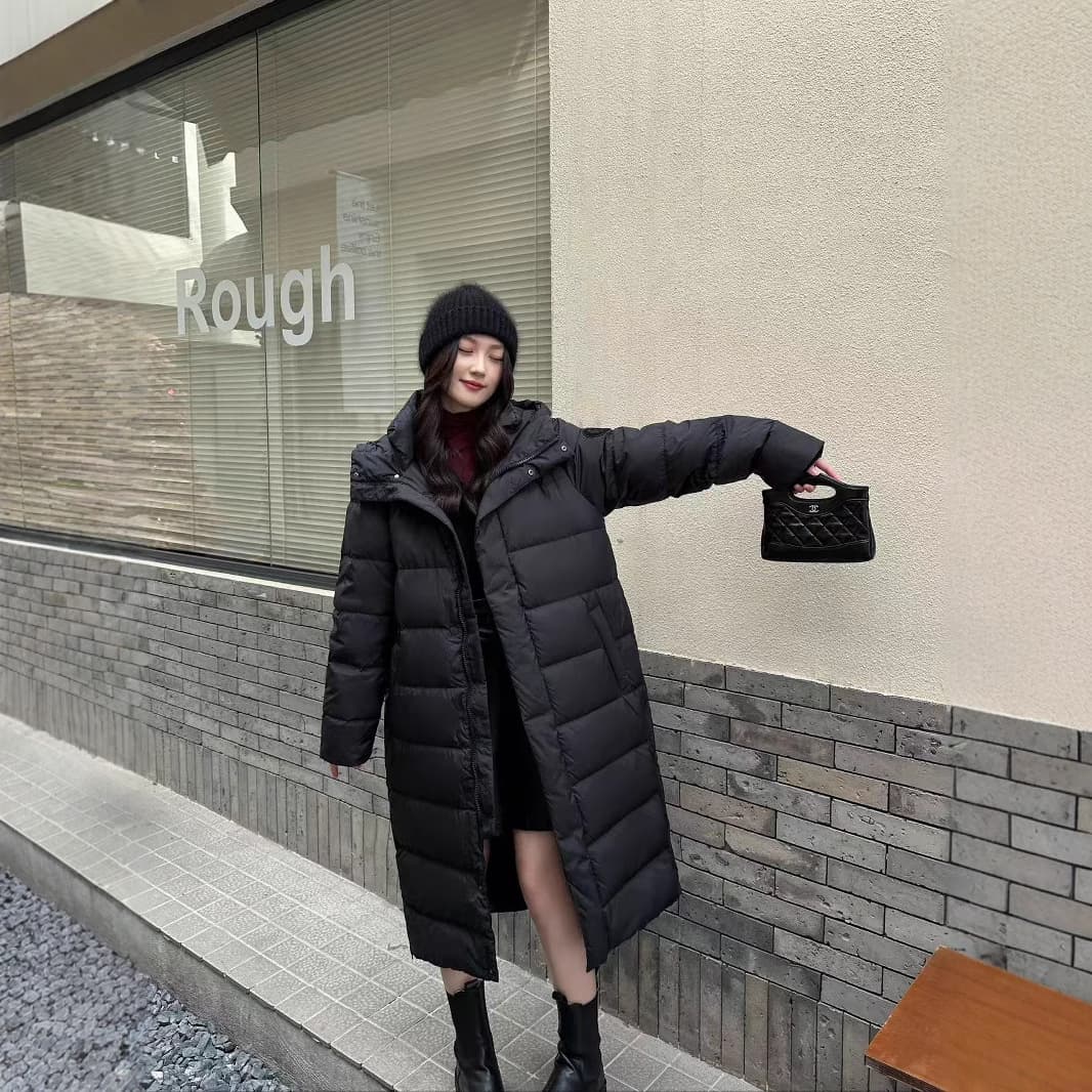 Peking University Style Down Jacket Unisex Winter New Long Thickened Over-the-Knee Hooded Down Coat College Style
