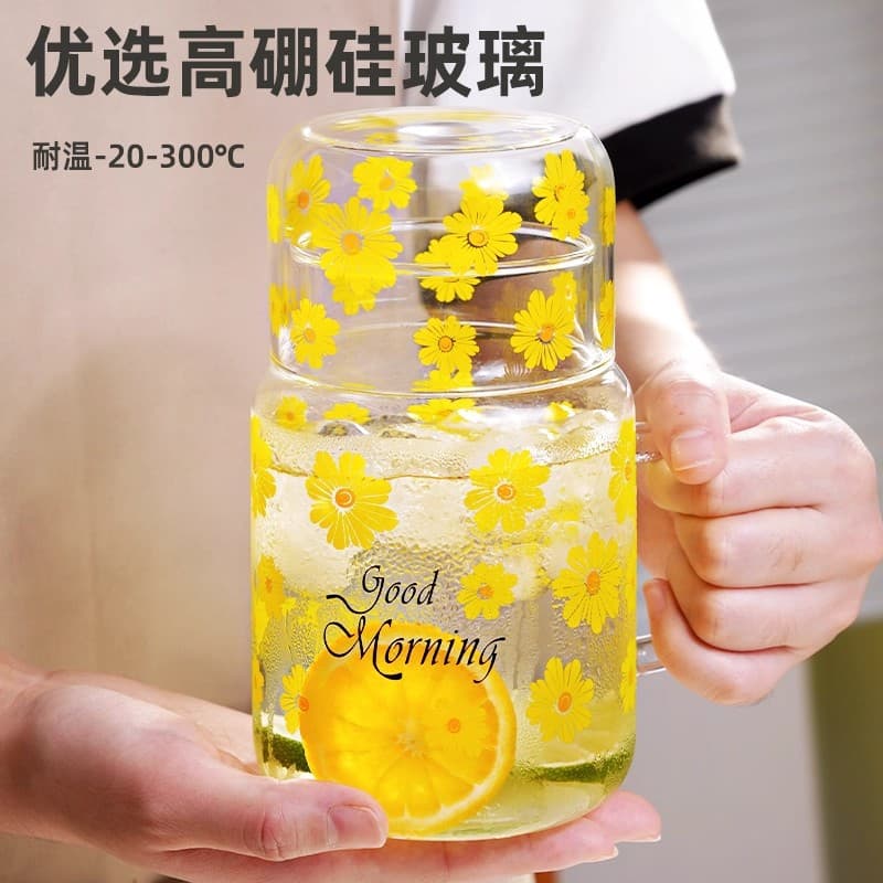 Borosilicate Heat-Resistant Glass Kettle with Scale Decal for Office, Single-Use, Large Capacity, Home Use, One Pot One Cup