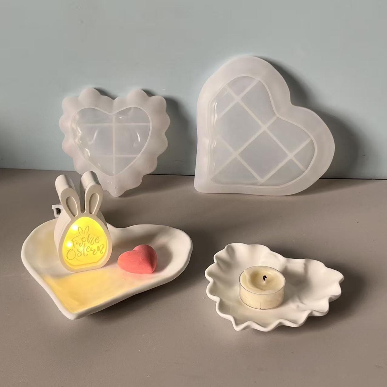 New Heart Leaf Tray Silicone Mold Love Tray Plate Storage Plaster Resin Mold