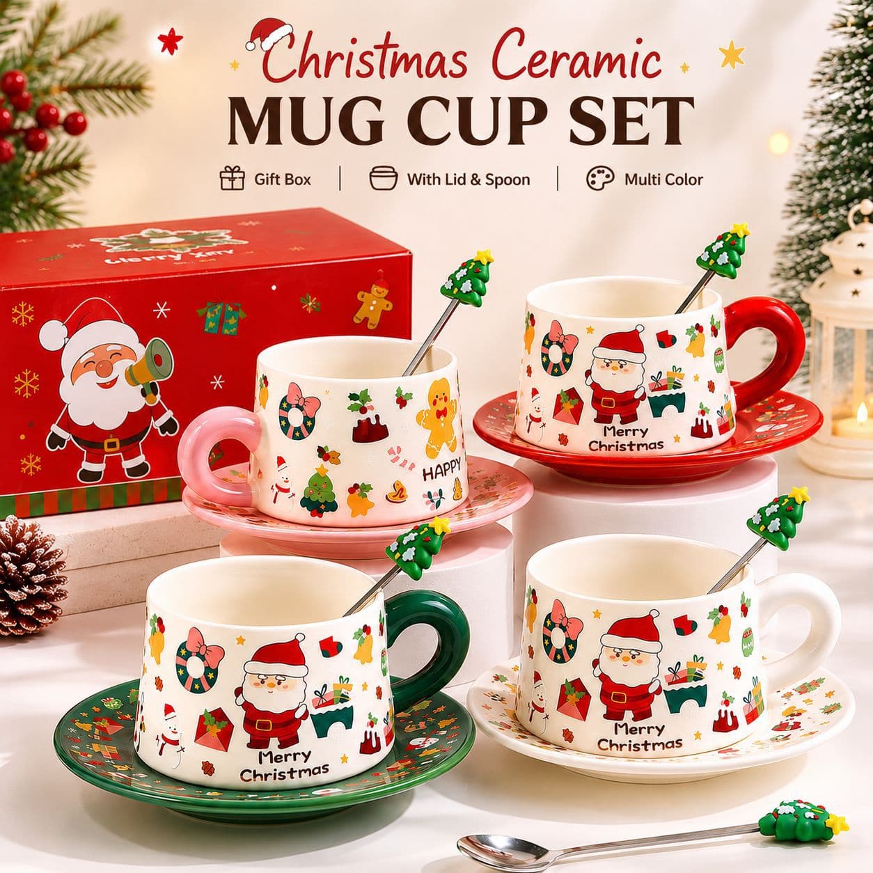 Christmas coffee cup Christmas ceramic mug Christmas cup Christmas gift set ceramic cup cross-border foreign trade