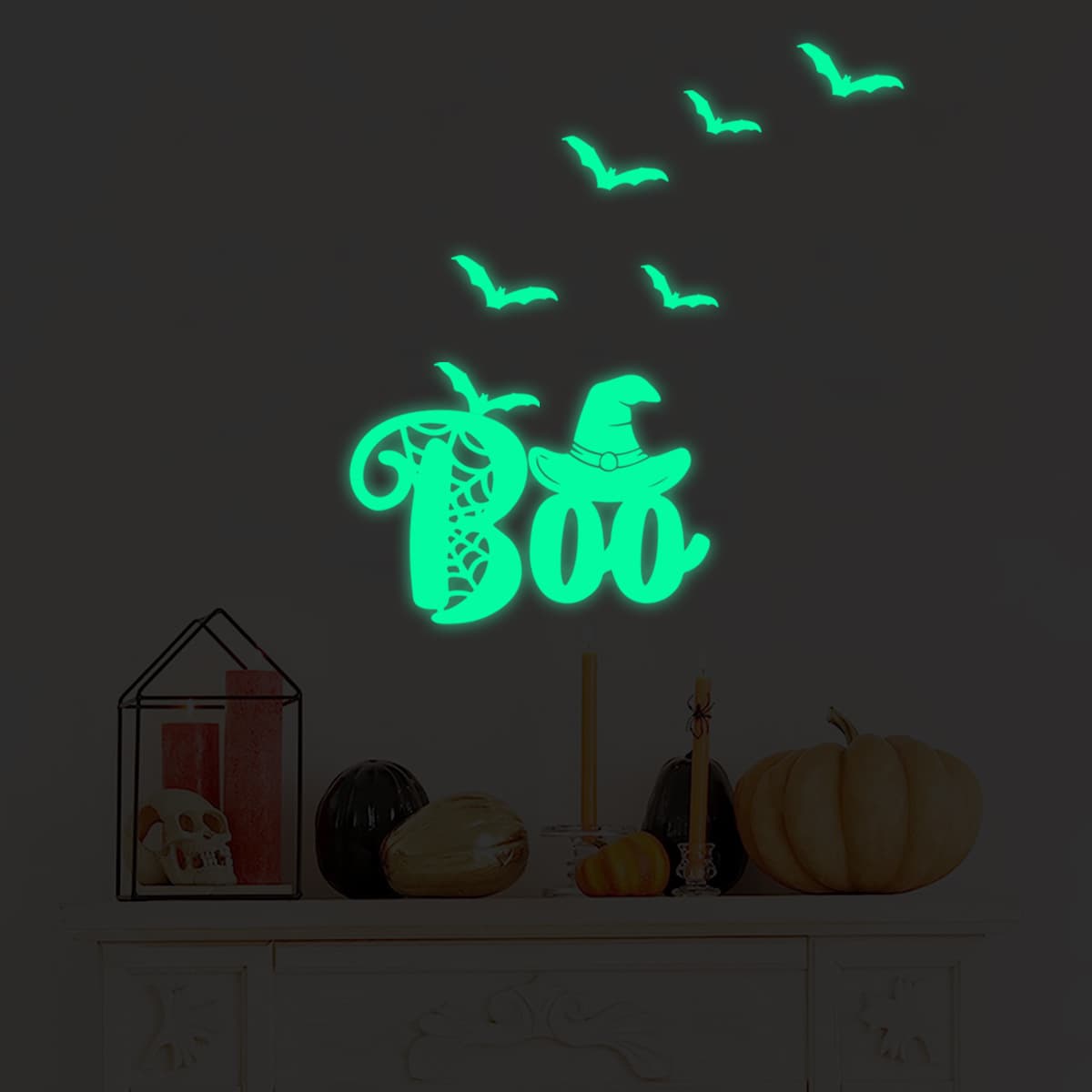 YG364 cross-border Halloween luminous stickers holiday party wall stickers decorative self-adhesive fluorescent stickers creative glow