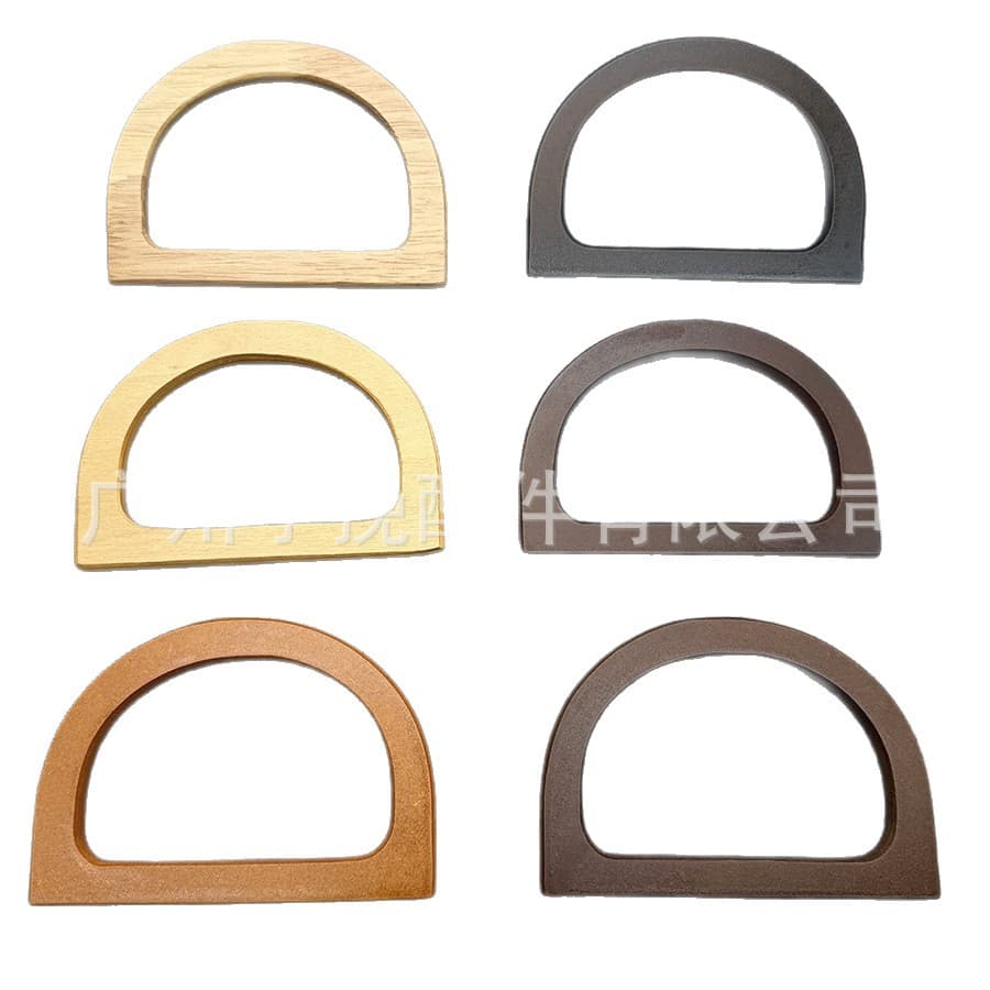 Cross-border Wooden Crafts Bag Accessories Half-round D-shaped Wooden Handle Wood Ring Gift Box DIY Wooden Handle