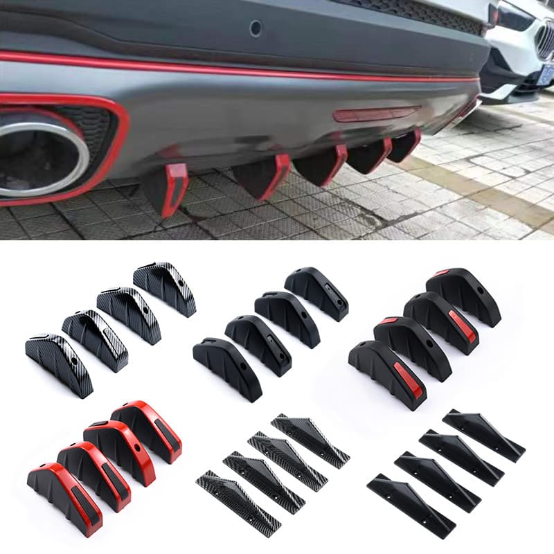 Universal Triangular Car Rear Diffuser Carbon Fiber Bottom Bumper Diffuser Small Rear Lip Wrap Decorative