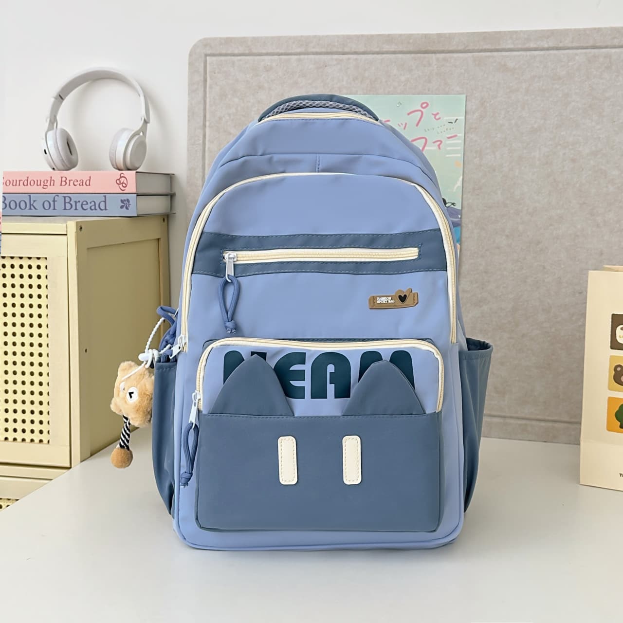 2026 New Cartoon Fashion Backpack for Primary and Middle School Students, Casual Color-Block Sweet Versatile Lightweight Double-Shoulder Bag