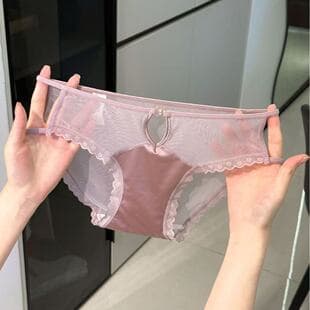 New French Style Pure Desire Hollow Out Luxury Satin Lace Panties for Women Sexy Thin Strap Mesh Breathable Teen Triangle Panties