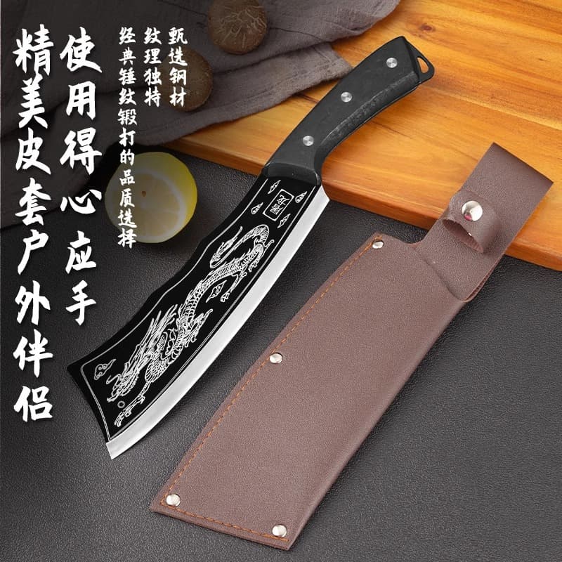 Stainless Steel Dragon Pattern Forged Dragon-Slaying Chopper, Outdoor Camping Cooking Bushcraft Wood Splitting Meat Cutting Tool, TikTok Viral Hit