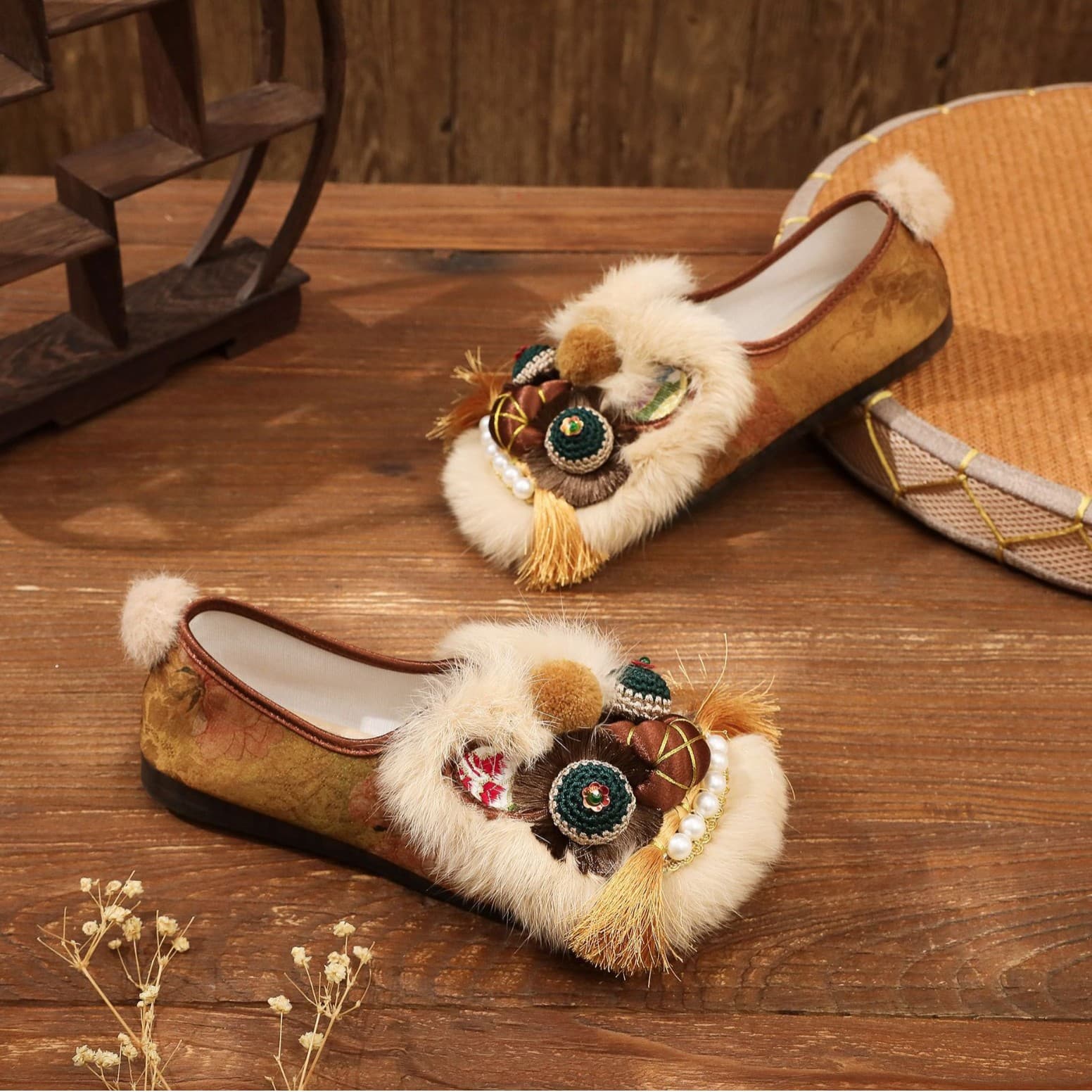 Spring New Ethnic Style Adult Tiger Head Women's Shoes Handmade Embroidered Shoes National Trend Retro Flat Folk Cloth Shoes Women