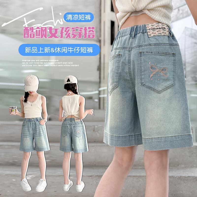 Girls Denim Shorts Summer 2026 New Style Summer Kids Five-point Pants Outerwear Big Girls Pants Summer Thin