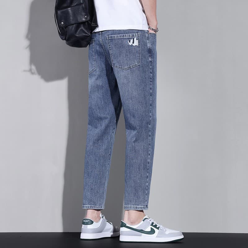 2025 New Jeans Men's Spring Versatile Tapered Nine-Point Pants Trendy Brand Spring and Autumn Boys' Loose Straight Long Pants
